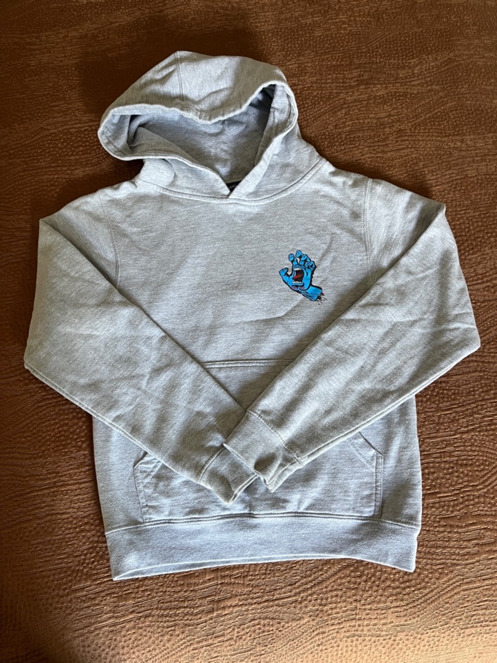 Santa Cruz Skateboards Kids Gray Hoodie with Blue Screaming Hand Logo